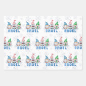 Feuille De Papier Cadeau Gnomes de Noël GNOEL Flocon de neige d'hiver (Devant 3)