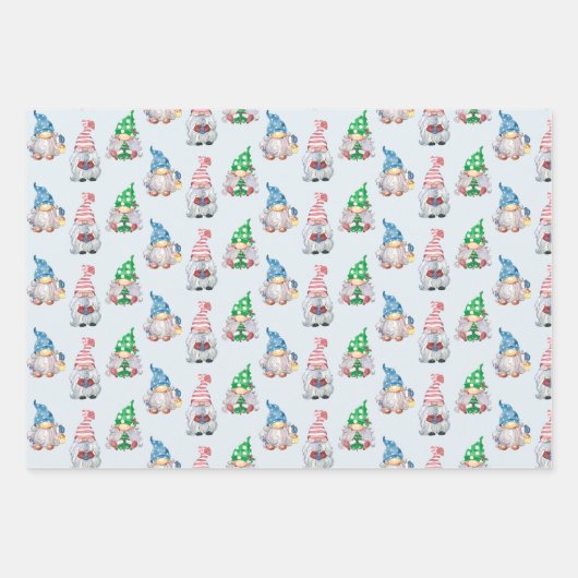 Feuille De Papier Cadeau Gnomes de Noël GNOEL Hiver Snowflake Remplissage P (Devant)