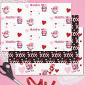 Feuille De Papier Cadeau Gnomes de Saint-Valentin roses