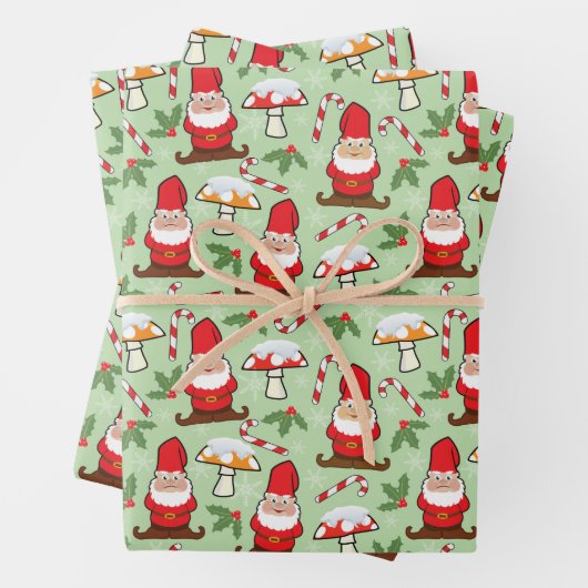 Feuille De Papier Cadeau Gnomes d'hiver (En situation)