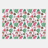 Feuille De Papier Cadeau Gnomes Et Symboles De Noël (Devant)