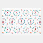 Feuille De Papier Cadeau Gnomes mignonnes Snowflakes Floral Wreath Nom pers (Devant 3)