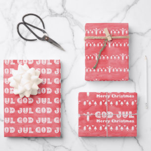 Feuille De Papier Cadeau God Jul Noël traditionnel suédois 