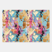 Feuille De Papier Cadeau Gold Aqua rose Abstrait Leopard (Devant)