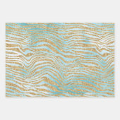 Feuille De Papier Cadeau Gold Aqua White Ombre Zebra Leopard (Devant 2)