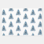 Feuille De Papier Cadeau Gold Blue Stripes Christmas Tree (Devant 2)