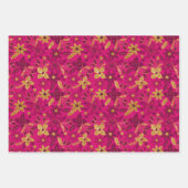 Feuille De Papier Cadeau Gold Christmas Poinsettia Flowers (Devant 2)