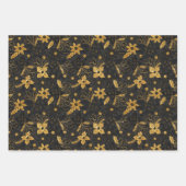 Feuille De Papier Cadeau Gold Christmas Poinsettia Flowers (Devant)