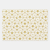 Feuille De Papier Cadeau Gold Christmas Stars Luxe Motif Jaune (Devant)