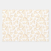 Feuille De Papier Cadeau Gold Christmas Trees on Red, Black, White (Devant 3)