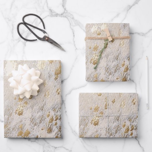 Feuille De Papier Cadeau Gold Cowhide Print Metallic (Recto)