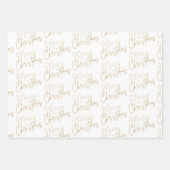 Feuille De Papier Cadeau Gold Faux Foil Joyeux Noël Blanc (Devant)