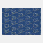 Feuille De Papier Cadeau Gold Faux Foil Merry Christmas Blue (Devant 2)