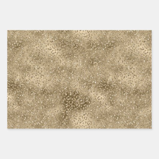 Feuille De Papier Cadeau Gold Glam Glitzy Parties scintillant Leopard Zebra (Devant)