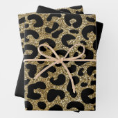 Feuille De Papier Cadeau Gold glitter sparkle &black leopard print pattern (En situation)