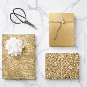 Feuille De Papier Cadeau Gold Glitzy Zebra