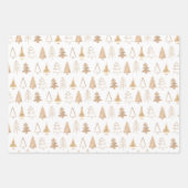 Feuille De Papier Cadeau Gold Green Boho arbres de Noël tendance (Devant)