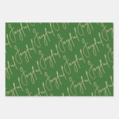 Feuille De Papier Cadeau Gold JOYFUL sur Green (Devant)