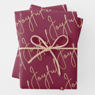 Feuille De Papier Cadeau Gold JOYFUL sur la canneberge