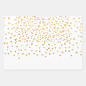 Feuille De Papier Cadeau Gold Love Hearts (Devant 2)