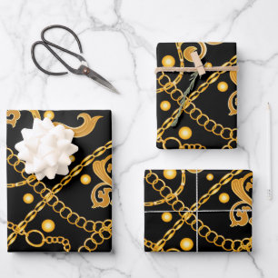 Feuille De Papier Cadeau Gold Luxury Chain