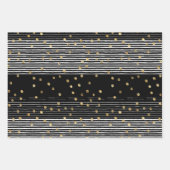 Feuille De Papier Cadeau Gold Polka point noir blanc Abstrait (Devant)