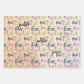 Feuille De Papier Cadeau Gold Rose Noir Confetti Love Parties scintillant d (Devant)