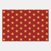 Feuille De Papier Cadeau Gold Star sur Crimson (Devant 2)