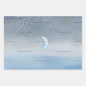 Feuille De Papier Cadeau Gold Stars Moon Blue Ombre (Devant 3)