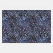 Feuille De Papier Cadeau Gold Stars sur Navy Night Sky (Devant 3)