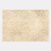Feuille De Papier Cadeau Gold White Glam Empreinte de léopard de Noël (Devant)