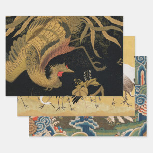 Feuille De Papier Cadeau Golden Bird Classic japonais Antique