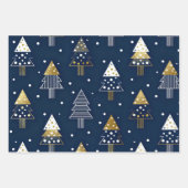 Feuille De Papier Cadeau Golden Blue Pine Holiday  (Devant)