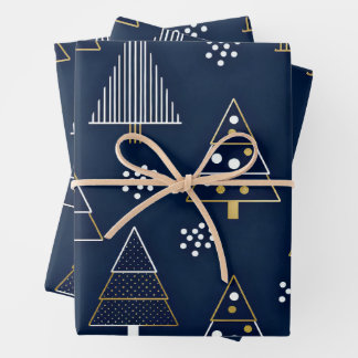 Feuille De Papier Cadeau Golden Blue Pine Holiday