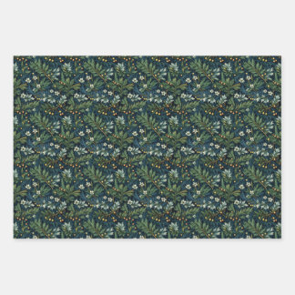 Feuille De Papier Cadeau Golden Holly et le feuillage d'hiver