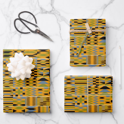 Feuille De Papier Cadeau Golden Kente (Recto)