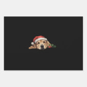 Feuille De Papier Cadeau Golden Retriers Noël Santa Hat Chien Noël (Devant)