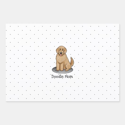 Feuille De Papier Cadeau Goldendoodle Mom Doodle Mom (rouge doré) (Devant)