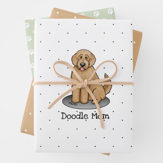 Feuille De Papier Cadeau Goldendoodle Mom Doodle Mom (rouge doré) (En situation)