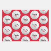 Feuille De Papier Cadeau Golf Ball Anniversaire - 50e ou autre année (Devant 2)