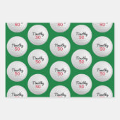 Feuille De Papier Cadeau Golf Ball Anniversaire - 50e ou autre année (Devant 2)