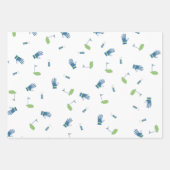 Feuille De Papier Cadeau Golf vert et bleu (Devant 2)