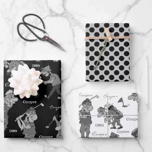 Feuille De Papier Cadeau Golfeurs personnalisées de dessin (Recto)