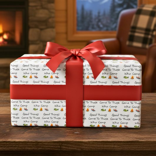 Feuille De Papier Cadeau "Good Things" Camping Citation Enveloppement Papie