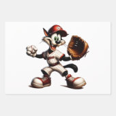 Feuille De Papier Cadeau Goofy Cat Baseball Pitcher Monte (Devant 2)