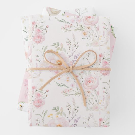 Feuille De Papier Cadeau Goose Blush rose élégant Pastel Bow Anniversaire (En situation)