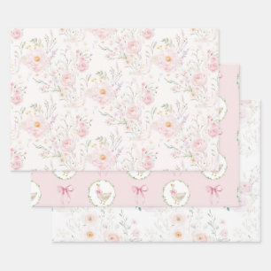 Feuille De Papier Cadeau Goose Blush rose élégant Pastel Bow Anniversaire