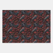 Feuille De Papier Cadeau Gothic Black Crows and Red Roses (Devant)