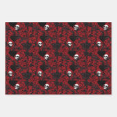 Feuille De Papier Cadeau Gothic Black Roses Black Hearts and Skulls (Devant 3)