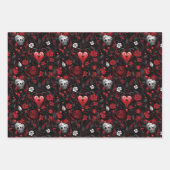 Feuille De Papier Cadeau Gothic Red Hearts and Roses  (Devant)